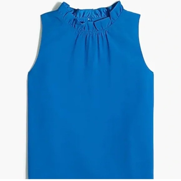 J. Crew Ruffled Blue Sleeveless Blouse - Picture 1 of 13